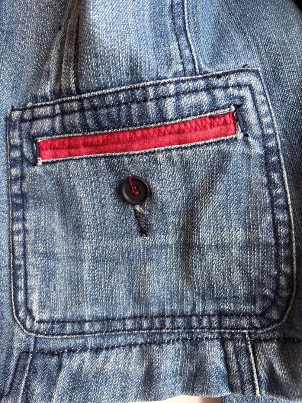Princy by Jessica Simpson jean denim jacket Y2K Distressed Preppy, Thrashed - Picture 14 of 16